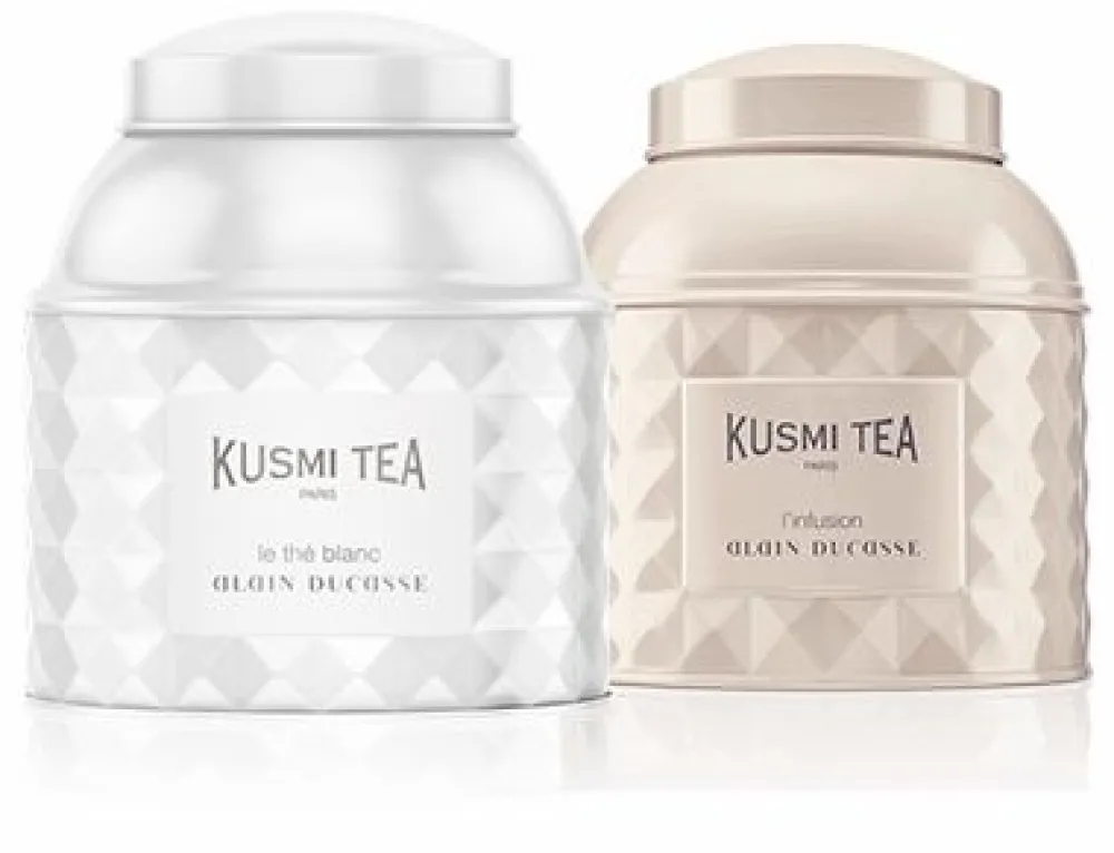 Kusmi Tea Duo Alain Ducasse Thé blanc et tisane thym-citronné< Coffrets