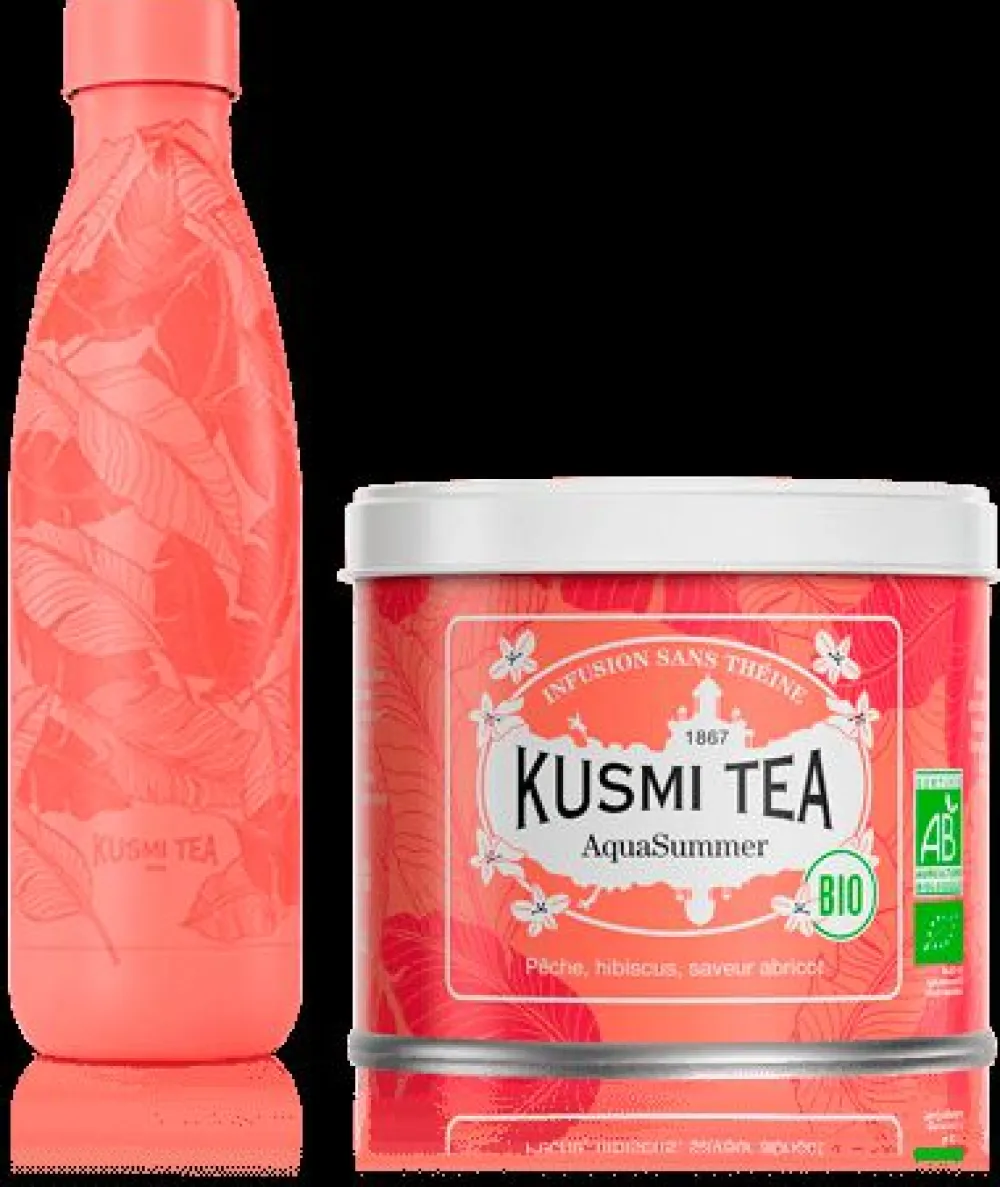 Kusmi Tea Duo Aquasummer Gourde et infusion hibiscus, pêche< Accessoires Isothermes | Coffrets