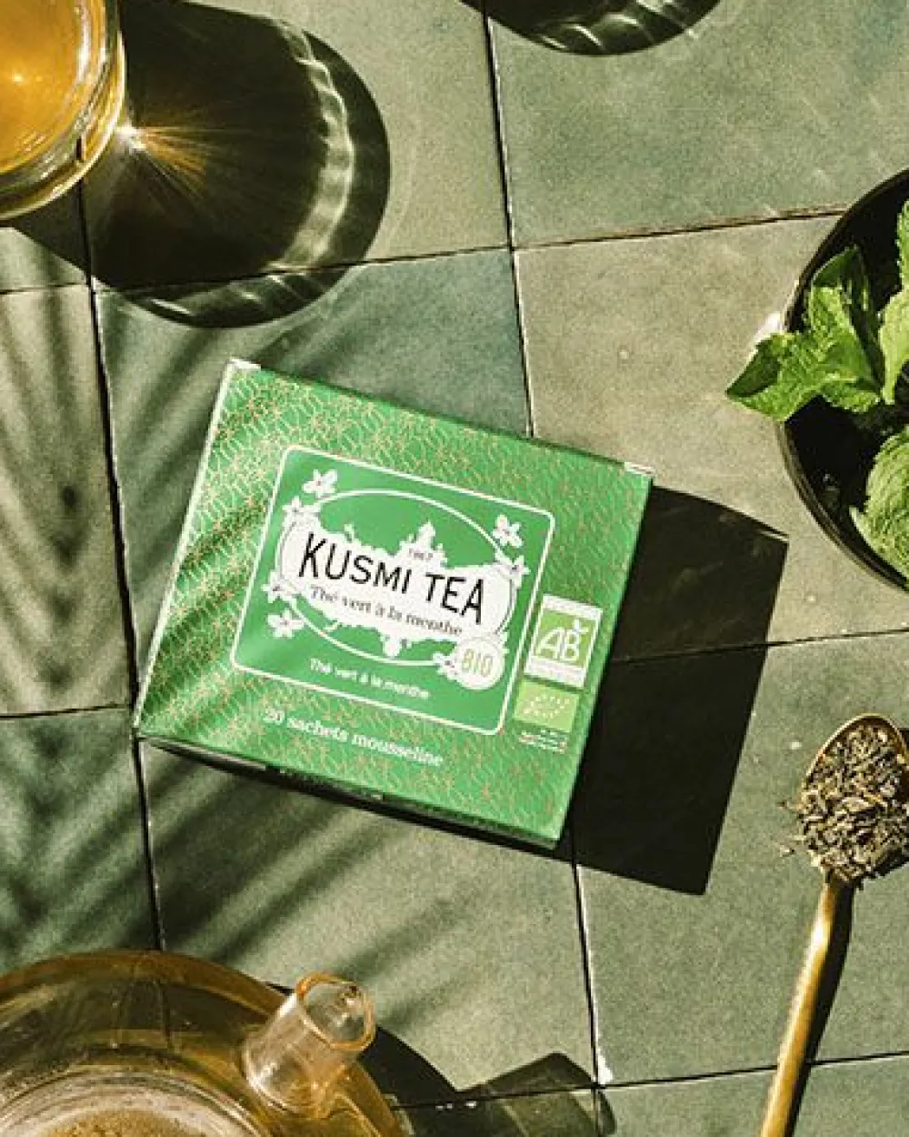 Kusmi Tea Thé vert à la menthe Thé vert bio à la menthe< Thé Vert