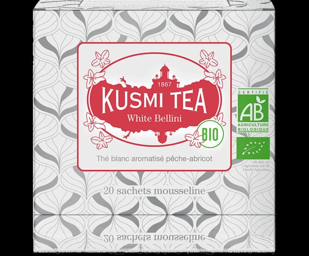 Kusmi Tea White Bellini Thé blanc bio, pêche, abricot< Thé Blanc